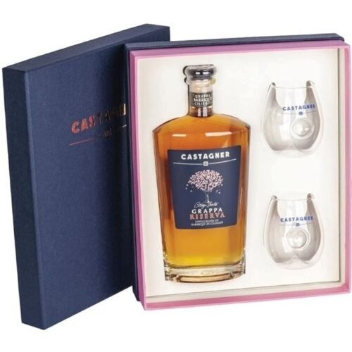 Grappa Barrique di Ciliegio Riserva 0,7 L Ajándékcsomag 2 Pohárral Castagner