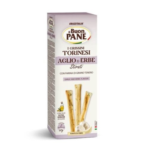 Grissini Torinesi Aglio & Erbe – Fokhagymás Fűszerezett 120gr (2x60gr) Grissitalia
